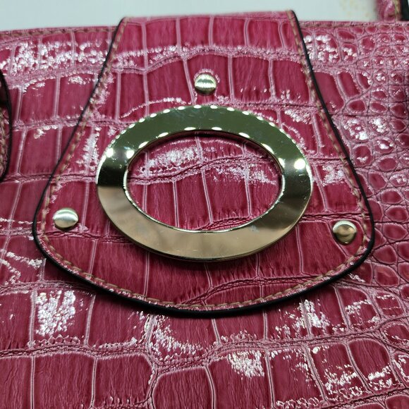 Y2K Pink Faux Croc Print Handbag With Buckle Feature - Picture 5 of 9